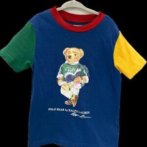 Boys Color Blocked Polo Bear Cotton Tee - Size 4T